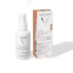 کرم ضد آفتاب و ضد پیری و جوانساز بی رنگ ویشی VICHI مدل Capital Soleil حجم 40 میل| ضد چروک و ضد لک، SPF50+