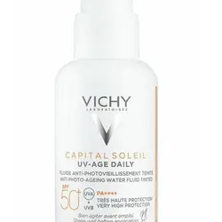 کرم ضد آفتاب و ضد پیری و جوانساز بی رنگ ویشی VICHI مدل Capital Soleil حجم 40 میل| ضد چروک و ضد لک، SPF50+