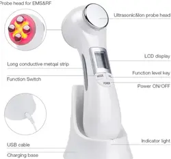 دستگاه زیبایی سفت کننده پوست RF ، 5 در 1 LED فوتون صورت با فرکانس رادیویی صورت جوان سازی پوست EMS مزوتراپی برای سفت شدن درمان زیبایی لیفت صورت - قاسمی مارکت