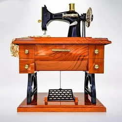 جعبه موزیکال طرح چرخ خیاطی سایز بزرگ