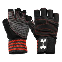 دستکش بدنسازی آندر آرمور مدل Clutch Fit-503 مچبند دار قرمز