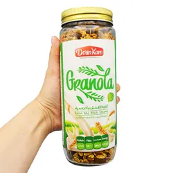 گرانولا شیشه ای درین کام طعم کشمش و کنجد سیاه 380 گرمی