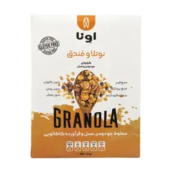 گرانولا اونا طعم نوتلا و فندوق سری K بدون گلوتن 650 گرمی