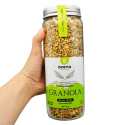 گرانولا شیشه ای اونا طعم دانه چیا و کنجد 380 گرمی بدون گلوتن