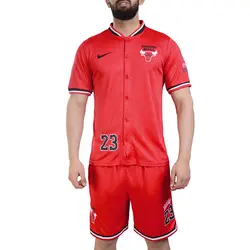 ست تیشرت و شلوارک بیسبالی مردانه شیکاگو بولز مدل Dri Fit-2B1856 قرمز