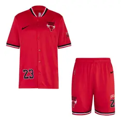 ست تیشرت و شلوارک بیسبالی مردانه شیکاگو بولز مدل Dri Fit-2B1856 قرمز