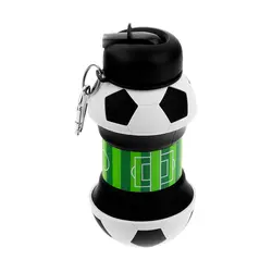 قمقمه سیلیکونی طرح توپ فوتبال مدل تاشو ظرفیت 550 میلی لیتر