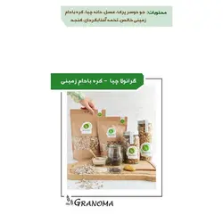 گرانولا چیا کره بادام زمینی مدل شیشه بزرگ 380 گرمی
