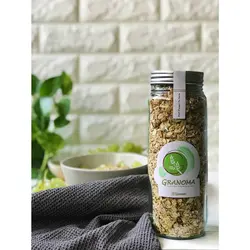 گرانولا چیا کره بادام زمینی مدل شیشه بزرگ 380 گرمی