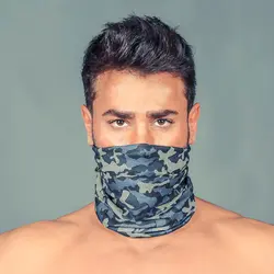 اسکارف و دستمال سر و گردن مدل پیکبر چریکی زردآبی 20591