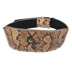 کمربند بدنسازی اسکلتی مدل GDS-Punisher پوست ماری قهوه ای