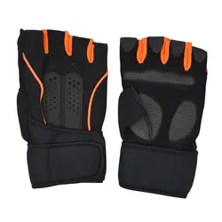 دستکش بدنسازی نینجا مدل 0011 نارنجی مشکی