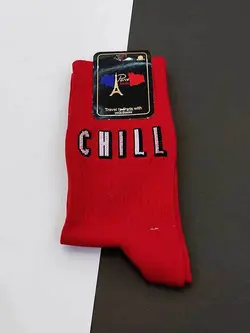جوراب طرح چیل chill قرمز