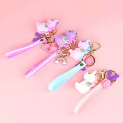 جاکلیدی و آویز کیف طرح یونیکورن صورتی