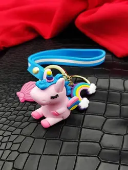 جاکلیدی و آویز کیف طرح یونیکورن صورتی