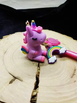 جاکلیدی و آویز کیف طرح یونیکورن بنفش