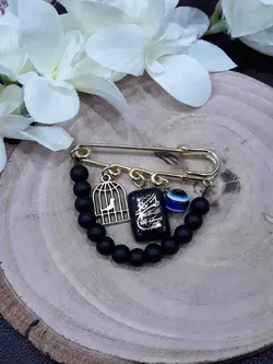 سنجاق سینه اسکاتلندی طرح چشم نظر مشکی