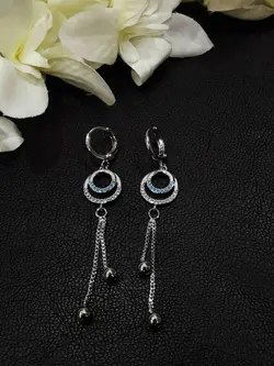 گوشواره حلقه ای آویزدار برند وای اس ایکس طرح فیروزه ای کد 1