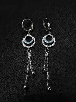 گوشواره حلقه ای آویزدار برند وای اس ایکس طرح فیروزه ای کد 1