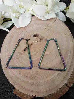 گوشواره حلقه ای هولوگرامی طرح مثلث کد 01