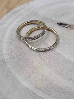 انگشتر رینگ نگین دار استیل طلایی