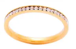 انگشتر رینگ نگین دار استیل طلایی