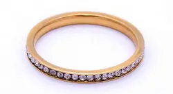 انگشتر رینگ نگین دار استیل طلایی