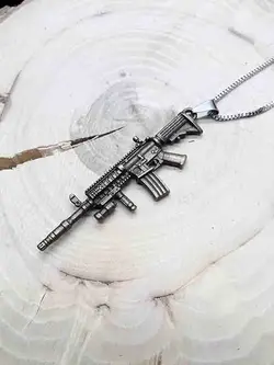 گردنبند طرح تفنگ (اسلحه) استیل کد b02