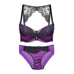 ست لباس زیر بنفش طرح صدف پشت طرحدار کد:s408-2