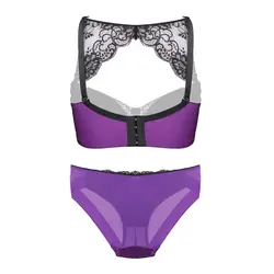 ست لباس زیر بنفش طرح صدف پشت طرحدار کد:s408-2