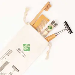 ست لوازم شخصی چوبی با کیسه پارچه ای