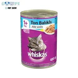 کنسرو غذای گربه ویسکاس با طعم ماهی تن Whiskas Tuna In Jelly وزن 400 گرم - گوپی پت شاپ