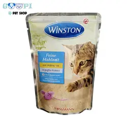 پوچ گربه وینستون با طعم مرغ در سس ماست Winston Chicken In Yogurt Sauce وزن 100 گرم - گوپی پت شاپ