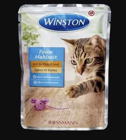 پوچ گربه بالغ باطعم مرغ و جگر در ژله 100گرمی برند وینستون