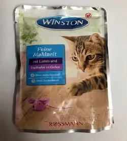 پوچ گربه بالغ با طعم گوشت بره و بوقلمون در ژله 100گرمی برند وینستون