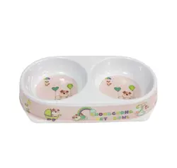 ظرف غذای دوقلو حیوانات مدل ملامین طرح دار