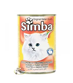 کنسرو گربه ،با طعم قلوه و بوقلمون، وزن415گرمی،برند سیمبا
