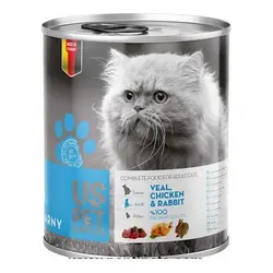 کنسرو مخصوص گربه،حاوی گوساله،مرغ و خرگوش،برند یواس پت