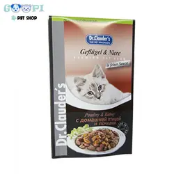 پوچ گربه بالغ با طعم مرغ و قلوه 100 گرمی دکتر کلادرز - گوپی پت شاپ
