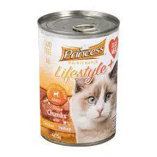 کنسرو گربه بالغ با طعم مرغ و بوقلمون 405 گرمی پرنسس