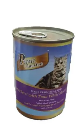 کنسرو گربه بالغ با طعم مرغ و ماهی سفید 400 گرمی پرایم کلاسیکا