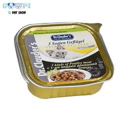 ووم گربه بالغ با طعم گوشت مرغ محلی و طیور 100 گرمی دکتر کلادرز - گوپی پت شاپ