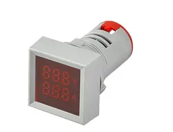 ولتمتر و آمپرمتر چراغ سیگنالی AC500V-100A قرمز مربعی مدل AD22-22VAMS