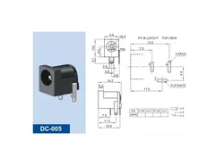 جک آداپتوری مادگی مشکی استاندارد مدل DC-005 قطر پین 2.0mm
