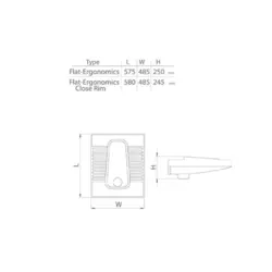 توالت زمینی چینی کرد مدل لاندیس تخت طبی ریم بسته
