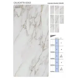 سرامیک پالرمو مدل اسلب 260*120 calacatte gold پولیش کد 5105