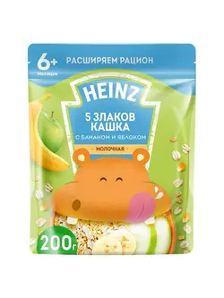 سرلاک پنج غله با موز و سیب به همراه شیر هاینز Heinz