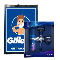 ست هدیه مردانه پک اصلاح صورت ژیلت mach3 سری turbo champions