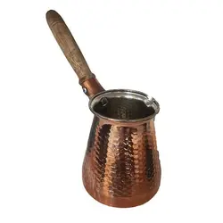 قهوه جوش ترک جذوه مسی دسته چوبی سه فنجان