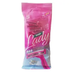 تیغ خودتراش بانوان دربی 2 لبه پاکتی 5 عددی